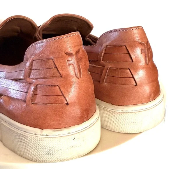 Frye Ivy Camel Leather Huarache Slip On Shoes - Picture 5 of 7